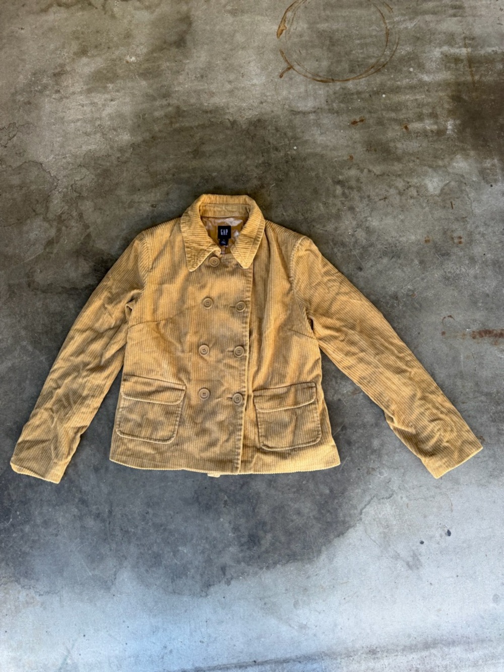 Gap Tan Corduroy Button Peacoat Woman’s M Double Breasted